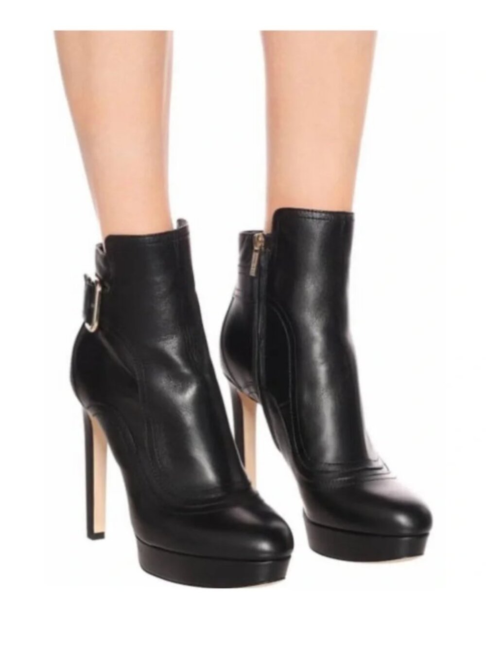 Jimmy Choo Britney 115 Black Leather Platform Ankle Boot Size EU 38.5 / US 8 - Picture 4 of 13